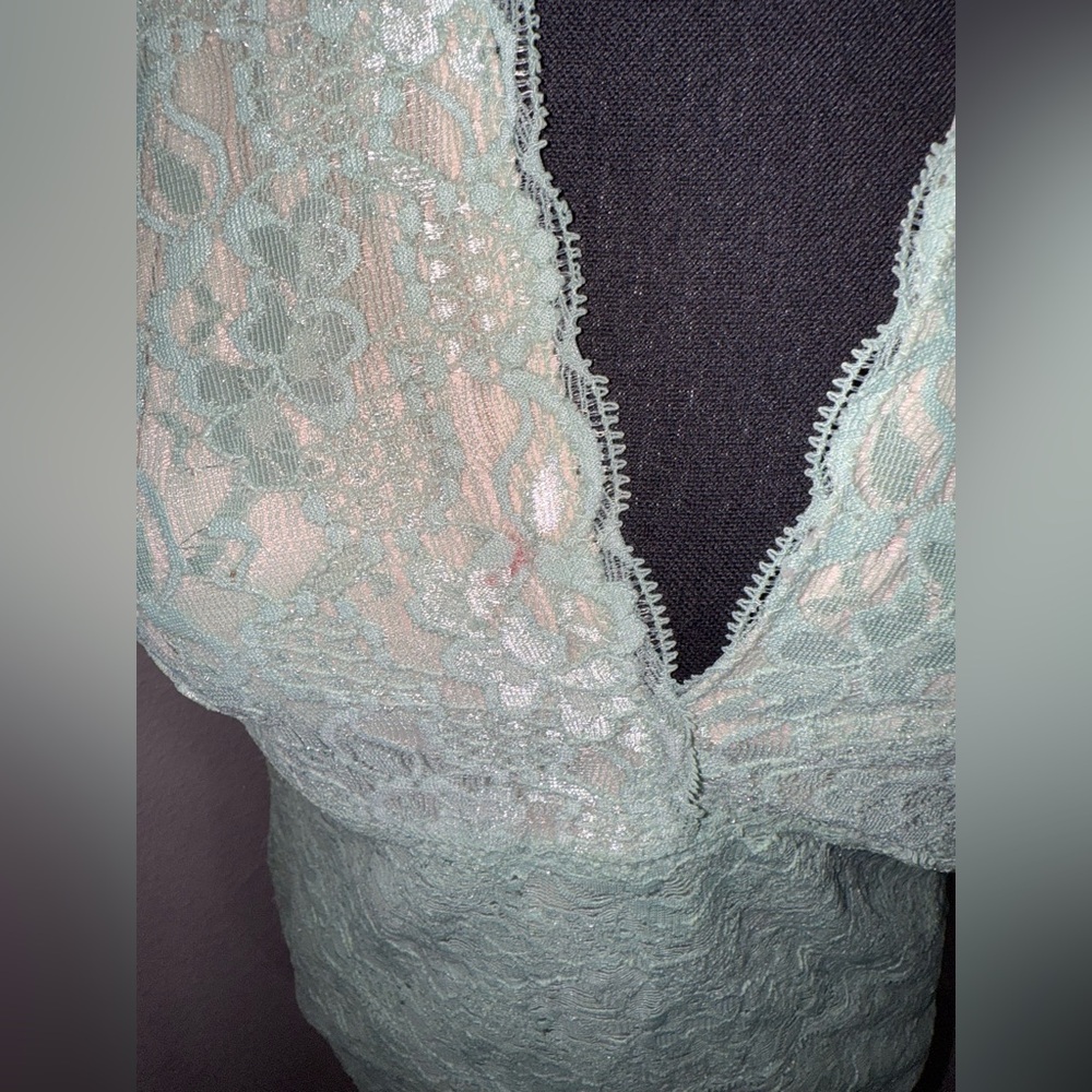 NY&Co Lace Halter Top Mint Y2K Coquette Balletcore Fairy Grunge- Medium - Picture 5 of 11